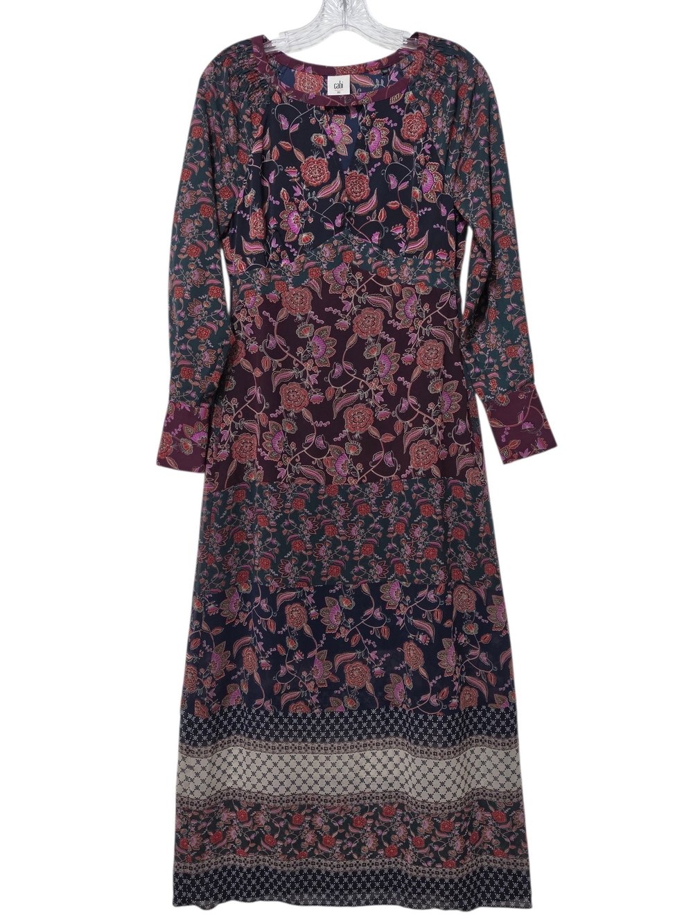 CAbi | Festive Floral Boho Maxi Dress #3675 Long Sleeve Keyhole Neck Whimsigoth